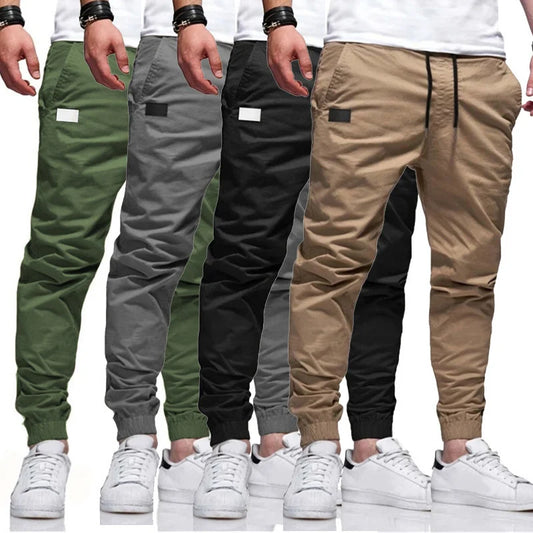 2025 New Cargo Pants Men's Loose Straight sports Clothing Solid color sweatpants Versatile Joggers Woven Casual Male Trousers