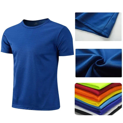 Quick-drying Round Neck Sport T-shirt Gym Fitness Shirt Trainer Running T-shirt Men Breathable Sportswear