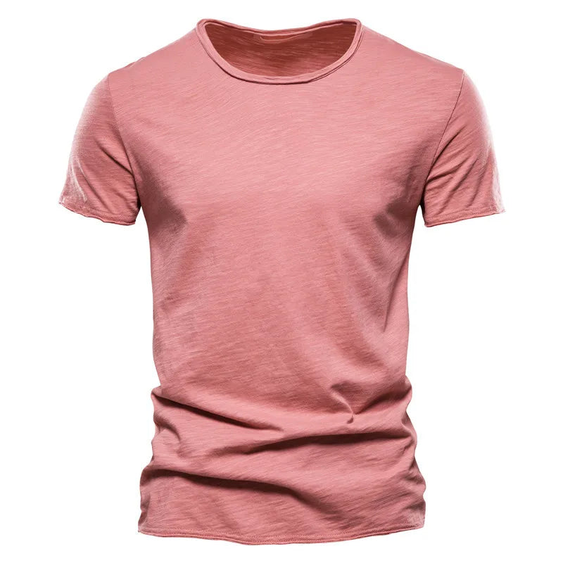 T-shirt 100 % coton pour homme, décontracté, doux, fitness, été, fin, vêtements pour la maison, col rond, manches courtes, solide