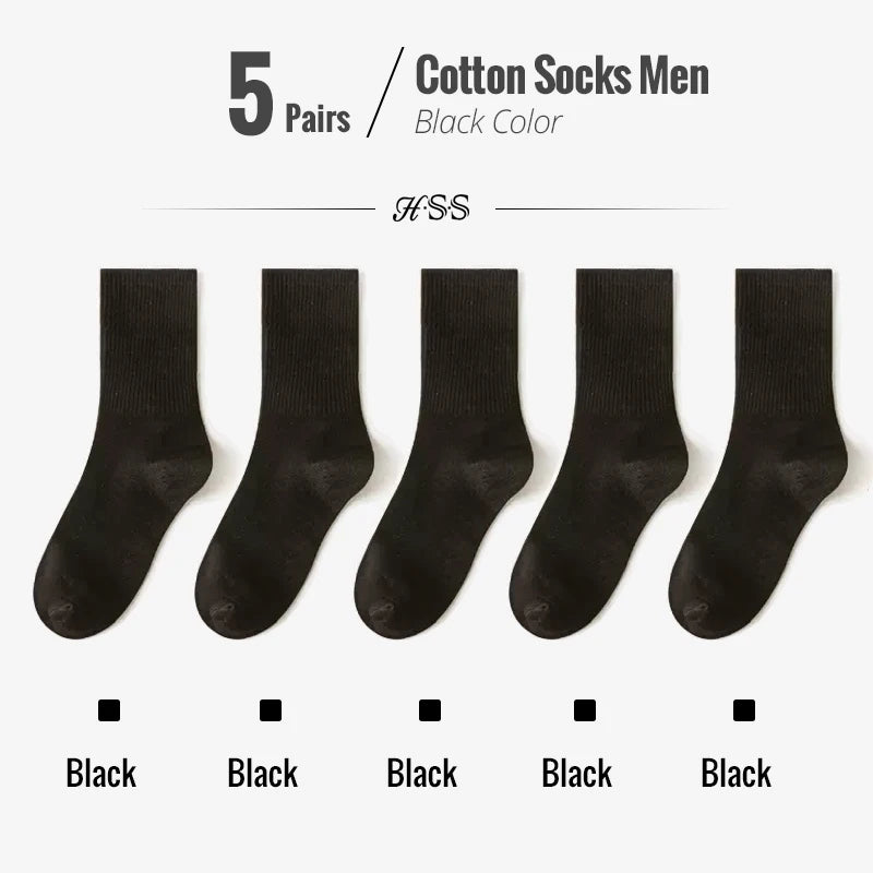 5/10 Pairs 95% Combed Cotton Socks Men Business Dress Long Socks Soft Breathable Spring Summer Colorful Sock For Man 5Pairs/Lot