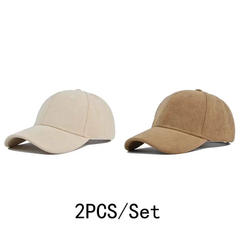 Head Suede Baseball Caps For Men Women Autumn Winter Solid Retro Snapback Hip Hop Hat Unisex Street Adjustable Sun Visor Caps