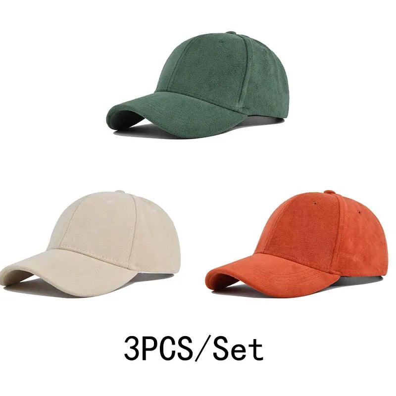 Head Suede Baseball Caps For Men Women Autumn Winter Solid Retro Snapback Hip Hop Hat Unisex Street Adjustable Sun Visor Caps