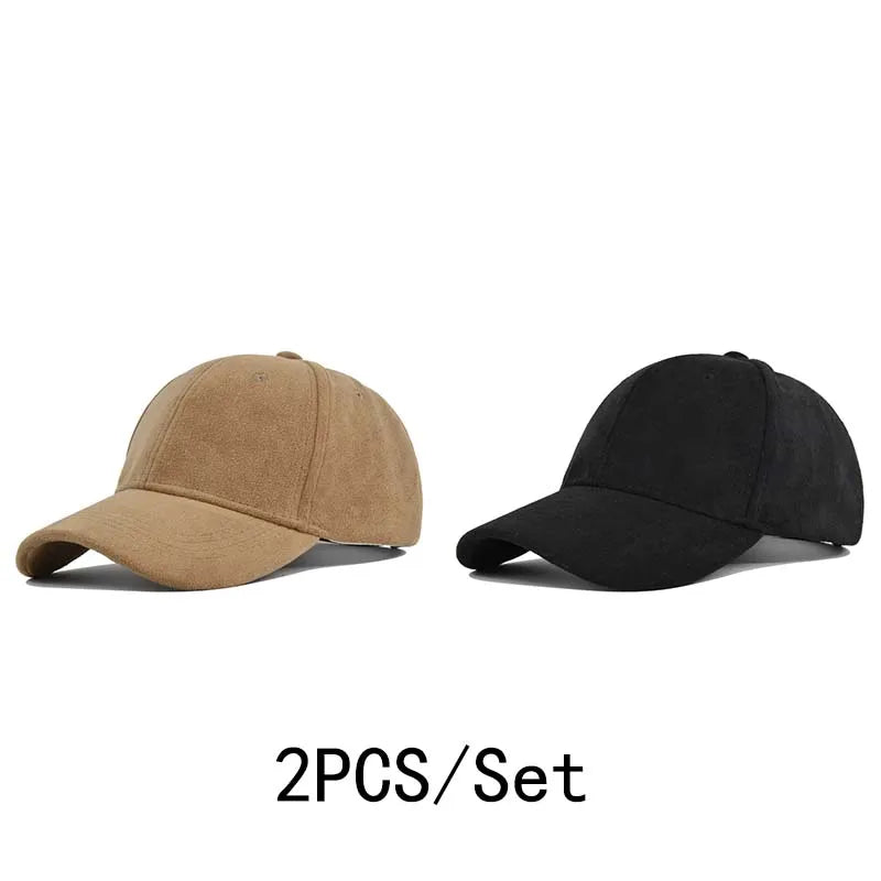 Head Suede Baseball Caps For Men Women Autumn Winter Solid Retro Snapback Hip Hop Hat Unisex Street Adjustable Sun Visor Caps