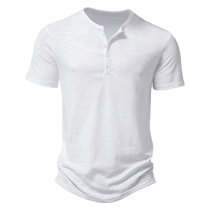 Henley Collar Summer Men Casual Solid Color Short Sleeve T Shirt for Men Polo men High QualityMens T Shirts