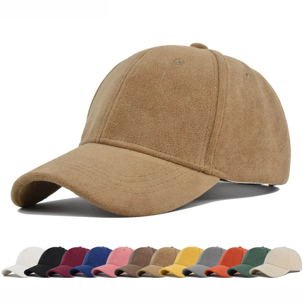 Head Suede Baseball Caps For Men Women Autumn Winter Solid Retro Snapback Hip Hop Hat Unisex Street Adjustable Sun Visor Caps