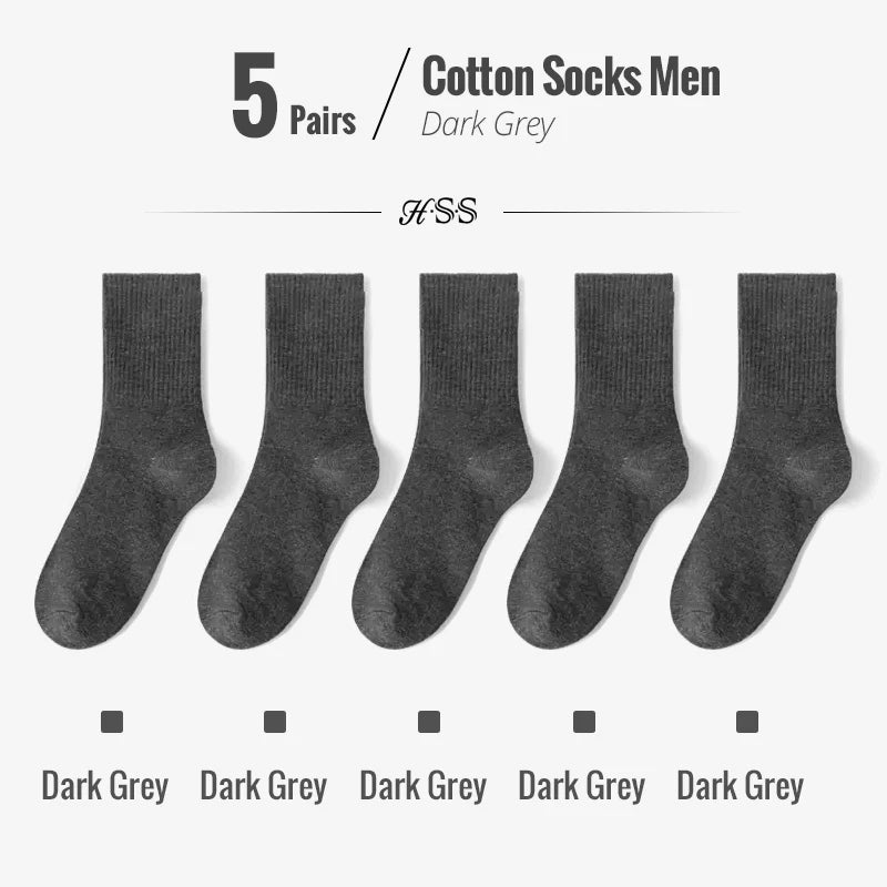 5/10 Pairs 95% Combed Cotton Socks Men Business Dress Long Socks Soft Breathable Spring Summer Colorful Sock For Man 5Pairs/Lot