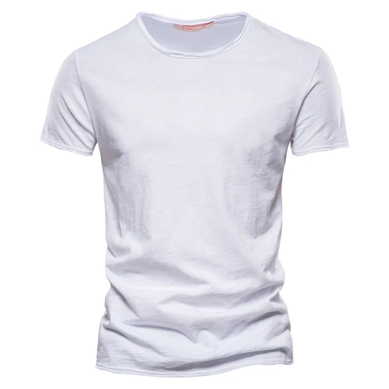 T-shirt 100 % coton pour homme, décontracté, doux, fitness, été, fin, vêtements pour la maison, col rond, manches courtes, solide