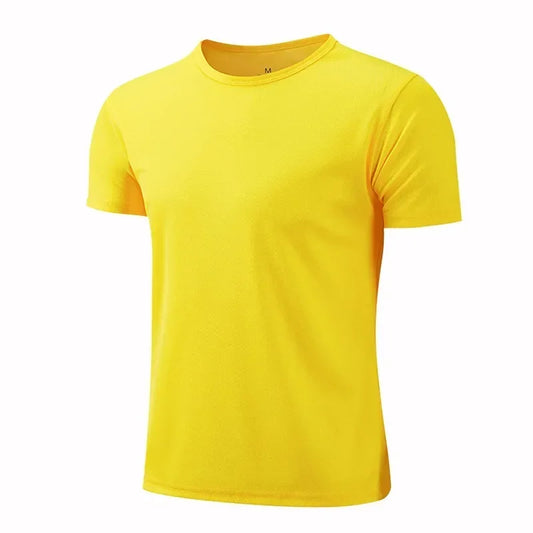 T-shirt de sport à col rond à séchage rapide pour homme, vêtement de sport respirant pour gym, fitness, entraînement, course à pied