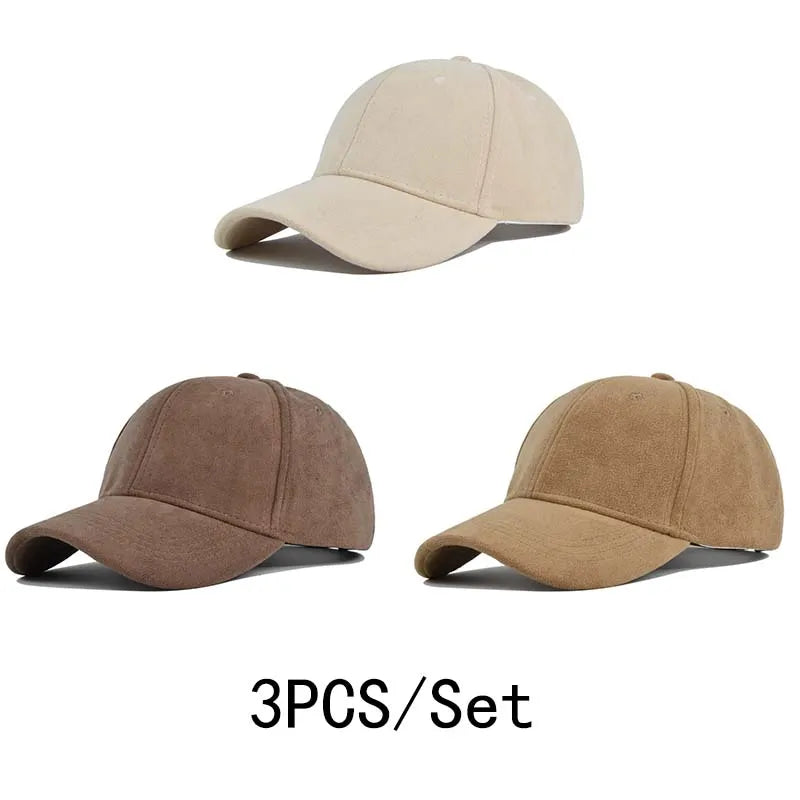 Head Suede Baseball Caps For Men Women Autumn Winter Solid Retro Snapback Hip Hop Hat Unisex Street Adjustable Sun Visor Caps