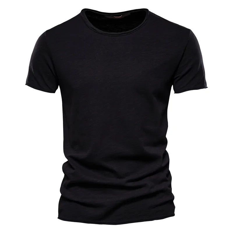 T-shirt 100 % coton pour homme, décontracté, doux, fitness, été, fin, vêtements pour la maison, col rond, manches courtes, solide