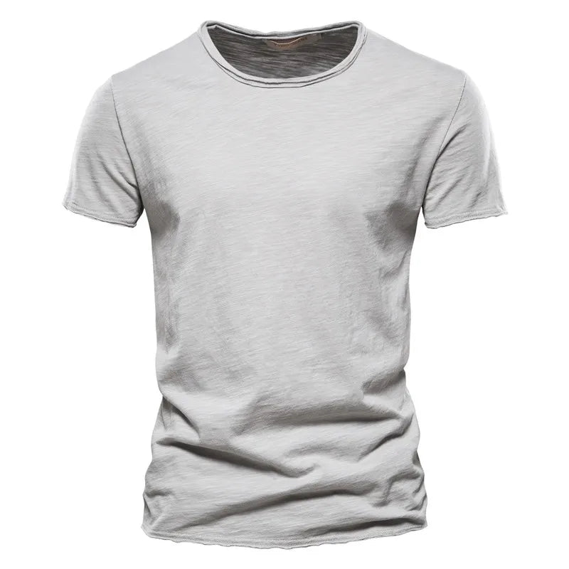 T-shirt 100 % coton pour homme, décontracté, doux, fitness, été, fin, vêtements pour la maison, col rond, manches courtes, solide