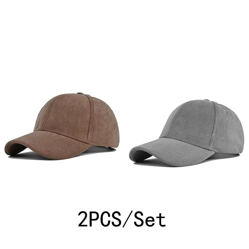 Head Suede Baseball Caps For Men Women Autumn Winter Solid Retro Snapback Hip Hop Hat Unisex Street Adjustable Sun Visor Caps