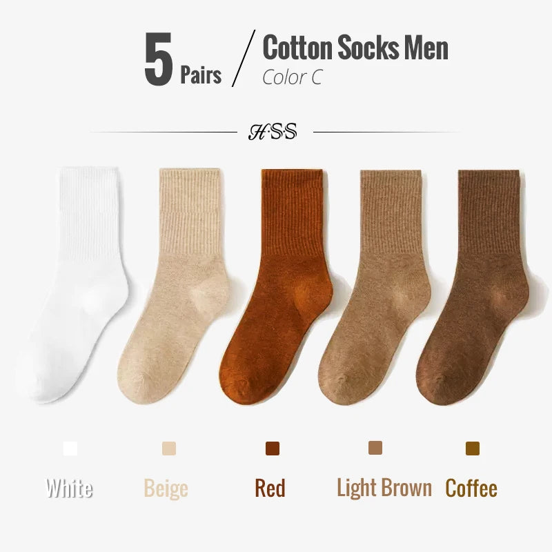 5/10 Pairs 95% Combed Cotton Socks Men Business Dress Long Socks Soft Breathable Spring Summer Colorful Sock For Man 5Pairs/Lot