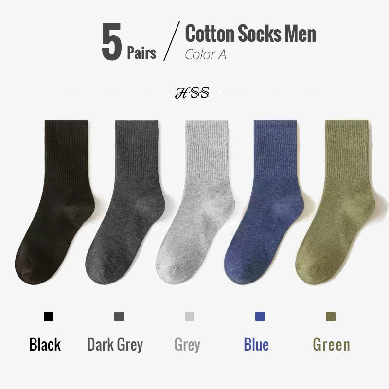 5/10 Pairs 95% Combed Cotton Socks Men Business Dress Long Socks Soft Breathable Spring Summer Colorful Sock For Man 5Pairs/Lot