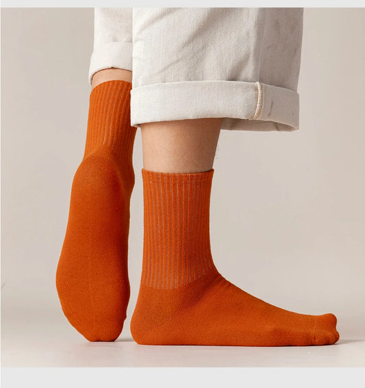 Lot de 5/10 paires de chaussettes 95 % coton peigné pour homme, chaussettes longues, douces, respirantes, colorées, pour le printemps et l'été